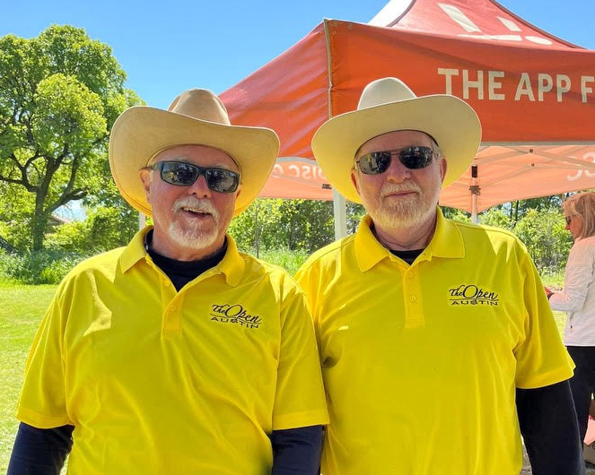 Tournament Directors Neal Dambra and Jim Hudson all duded up for trophy presentations.